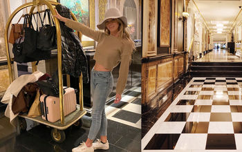 Catherine in the lobby of The Pierre