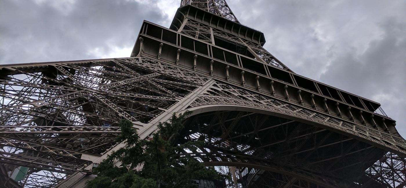 Image: PHOTO: The Eiffel Tower from the ground floor. (Photo by Eric Bowman)