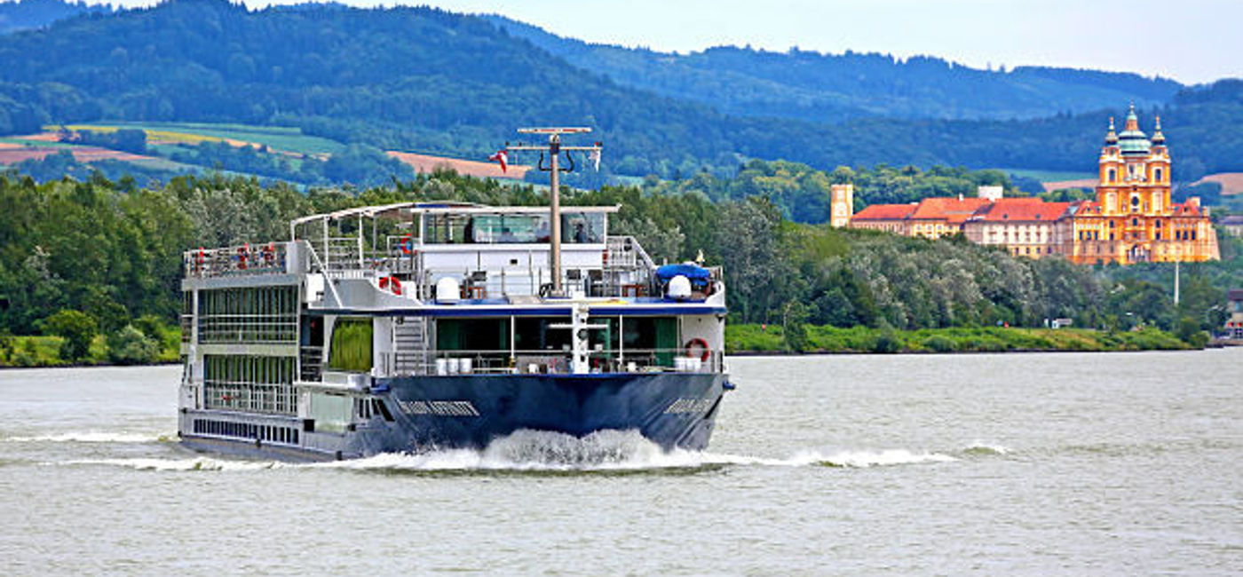 Image: PHOTO: Avalon Affinity river cruise ship on the Danube near Austria's Melk Benedictine Abbey. (photo courtesy of Avalon Waterways)