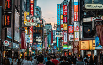 Shibuya shopping street in Tokyo, Japan.