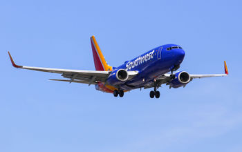 Southwest Airlines plane landing at LAX