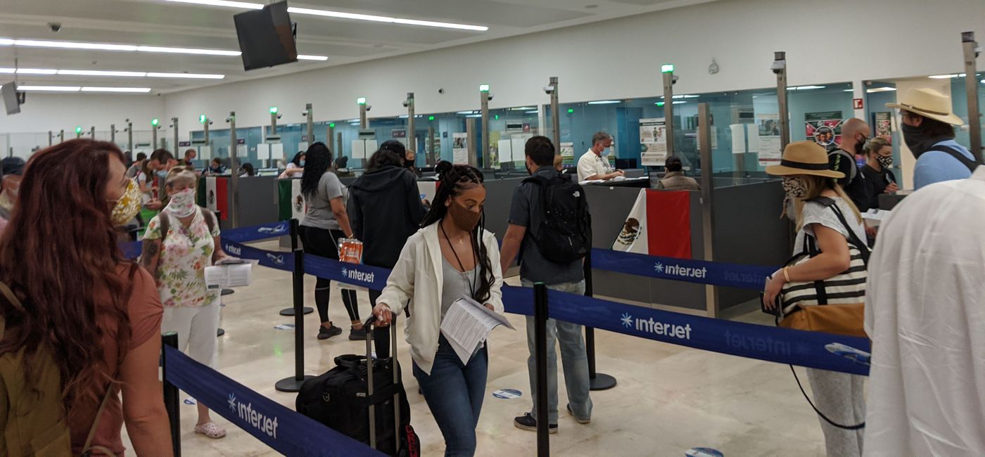 Image: Cancun International Airport has 14 automatic migratory filters to pass with a digital passport. (Photo by Eric Bowman).