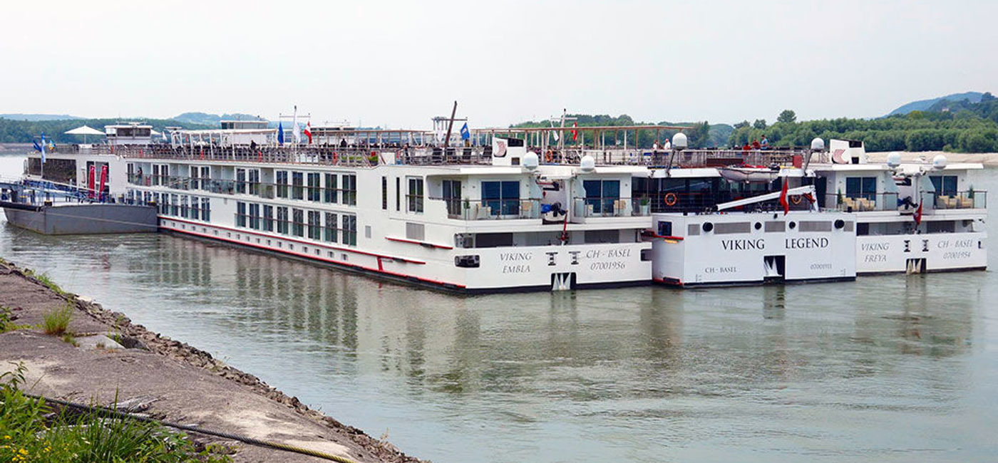 Image: PHOTO: Various Viking River Cruises riverboat classes moored together. (photo by Jason Leppert)