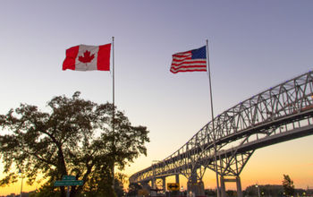 International Blue Water Bridge Crossing Between Port Huron Michigan And Sarnia Ontario.