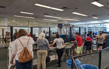 TSA check in line, airport security