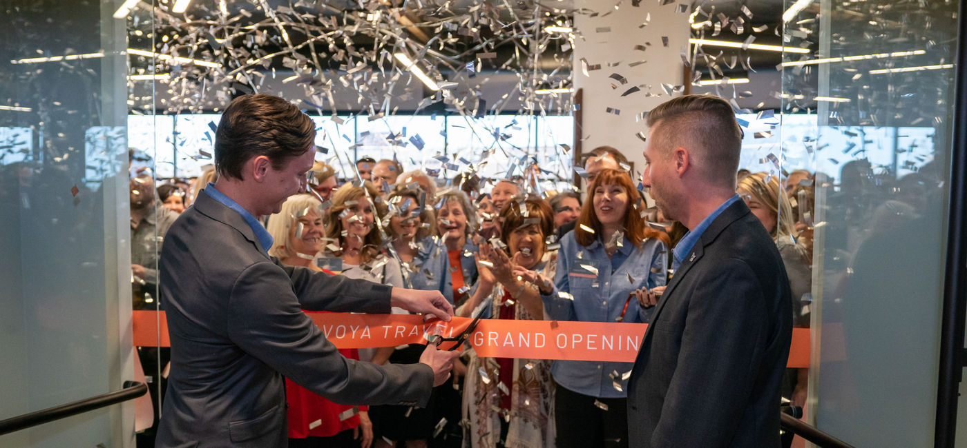 Image: PHOTO: Avoya Co-Presidents, Jeff and Michael Anderson, officially open the company's new Innovation Center offices in San Diego, CA. (Photo courtesy of Avoya Travel)