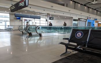 Masked travelers at the airport