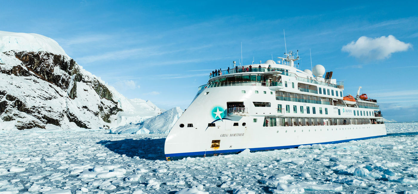 Image: Aurora Expeditions' ship, the Greg Mortimer, in Antarctica. (photo courtesy of Aurora Expeditions)