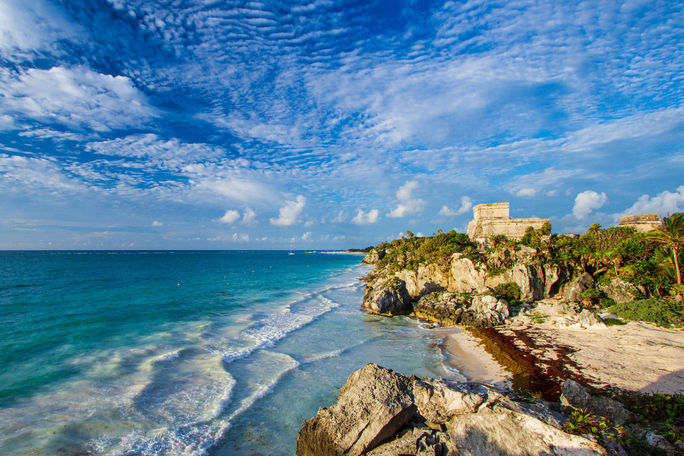 The Temple of the God of Wind in Tulum, Mexico.