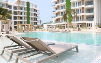 The terrace pool at Alaia Belize, part of the Marriott Autograph Collection in Ambergris, Belize.