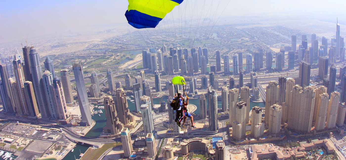 Image: Skydiving in Dubai (Photo via Dubai Tourism)