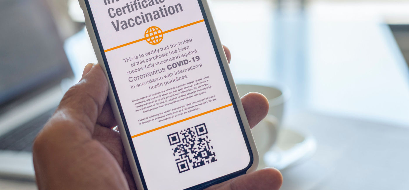 Image: Concept for a digital International Certificate of COVID-19 Vaccination. (Photo via iStock/Getty Images E+/courtneyk)