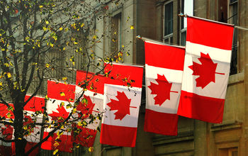 Canada House, Canadian National Flags, Trafalgar Square, London, embassy, maple leaf