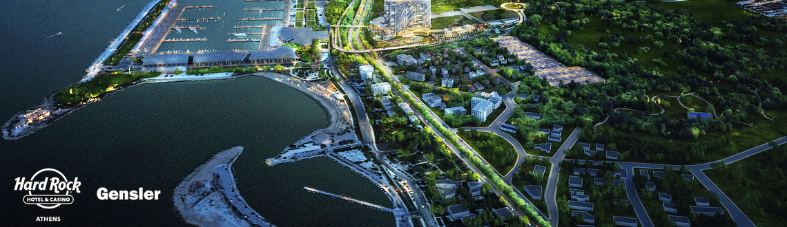 Rendering of the new Hard Rock Hotel & Casino Athens, Greece. Hard Rock Hotel & Casino Athens, Greece, Athenian Riviera, HRI, Hard Rock International