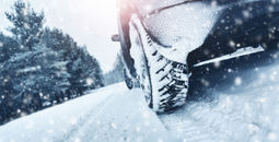 tires, car, snow, snowfall, snowstorm, trees, mountains road