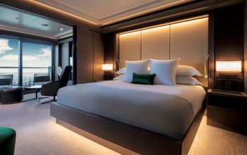 A rendering of a suite aboard Evrima