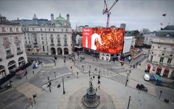 Empty Piccadilly Circus in London during the COVID-19 pandemic