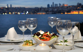 Elegant dining with a stunning bayfront view.