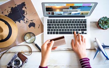 Travel planning concept on table