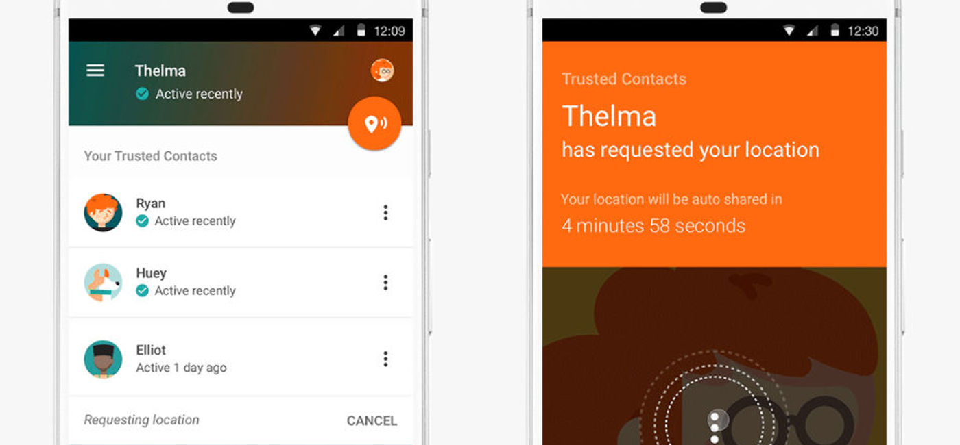 Image: Trusted Contacts brings peace of mind to Android devices.  (Google Press release)