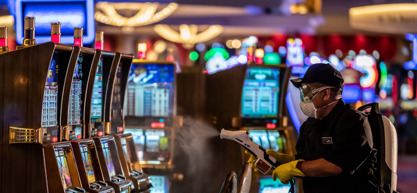 Image: PHOTO: Electrostatic Spraying at MGM Resorts International. (photo via MGM Resorts International Media)