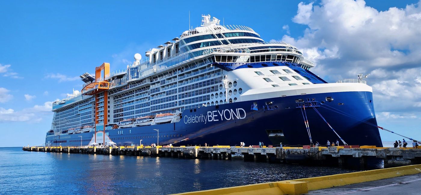 Image: Celebrity Beyond docked in Costa Maya, Mexico. (photo by Laurie Baratti)