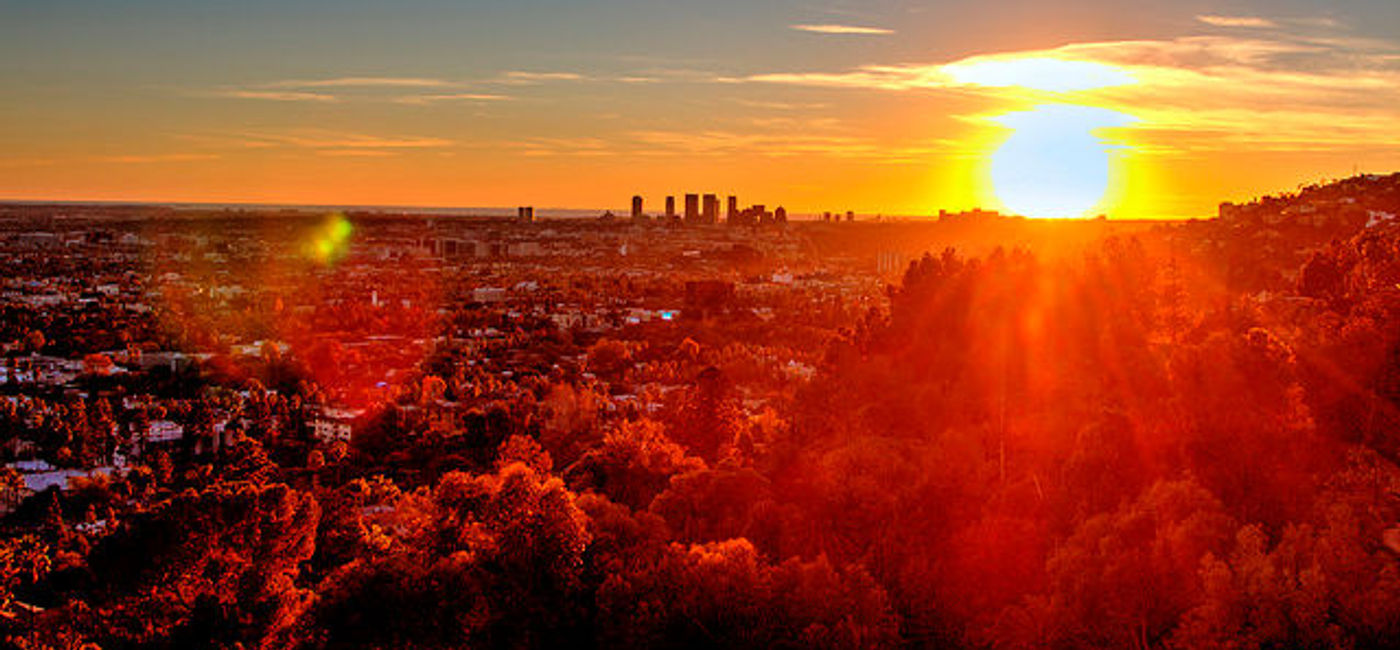 Image: PHOTO: The Los Angeles skyline at sunset. (photo via Flickr/Jacob Avanzato)