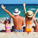 A family enjoying a day at the beach