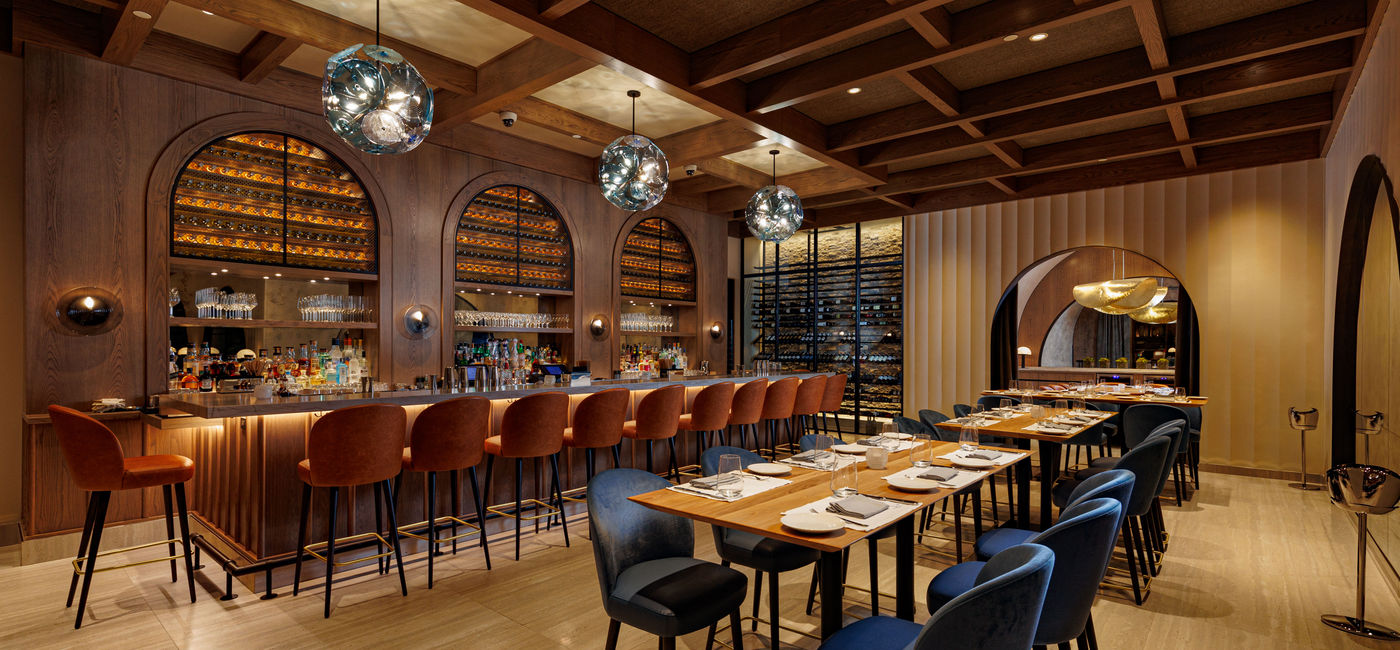 Image: The interior dining room of Paranza, Atlantis's newest fine dining option. (Photo Credit: Kovah Duncombe / Atlantis Paradise Island)