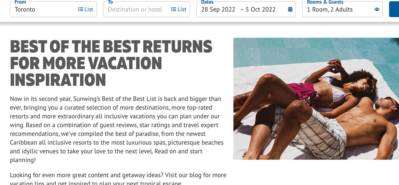 Image: Sunwing has released its 2nd-annual Best of the Best winter collection. (Sunwing Travel Group)