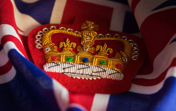 Embroidered Queens Crown Badge and Union Jack.