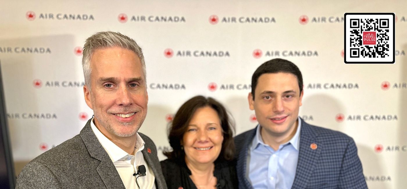 Image: L-R Keith Wallis , Senior Director Distribution and Payments, Lisa Pierce Vice President, Global Sales & Air Canada Vacations, and Mark Nasr, Senior VP, Products, Marketing, and e-commerce. (John Kirk)