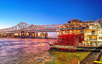 The American Queen docked in New Orleans, Louisiana.