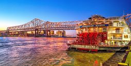 The American Queen docked in New Orleans, Louisiana.
