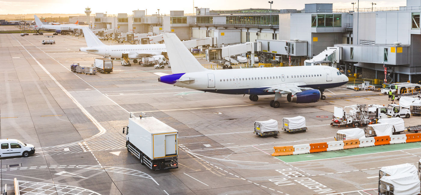 Image: PHOTO: London airport with aircraft lined up at the gates. (Photo via iStock/Getty Images Plus/William87)