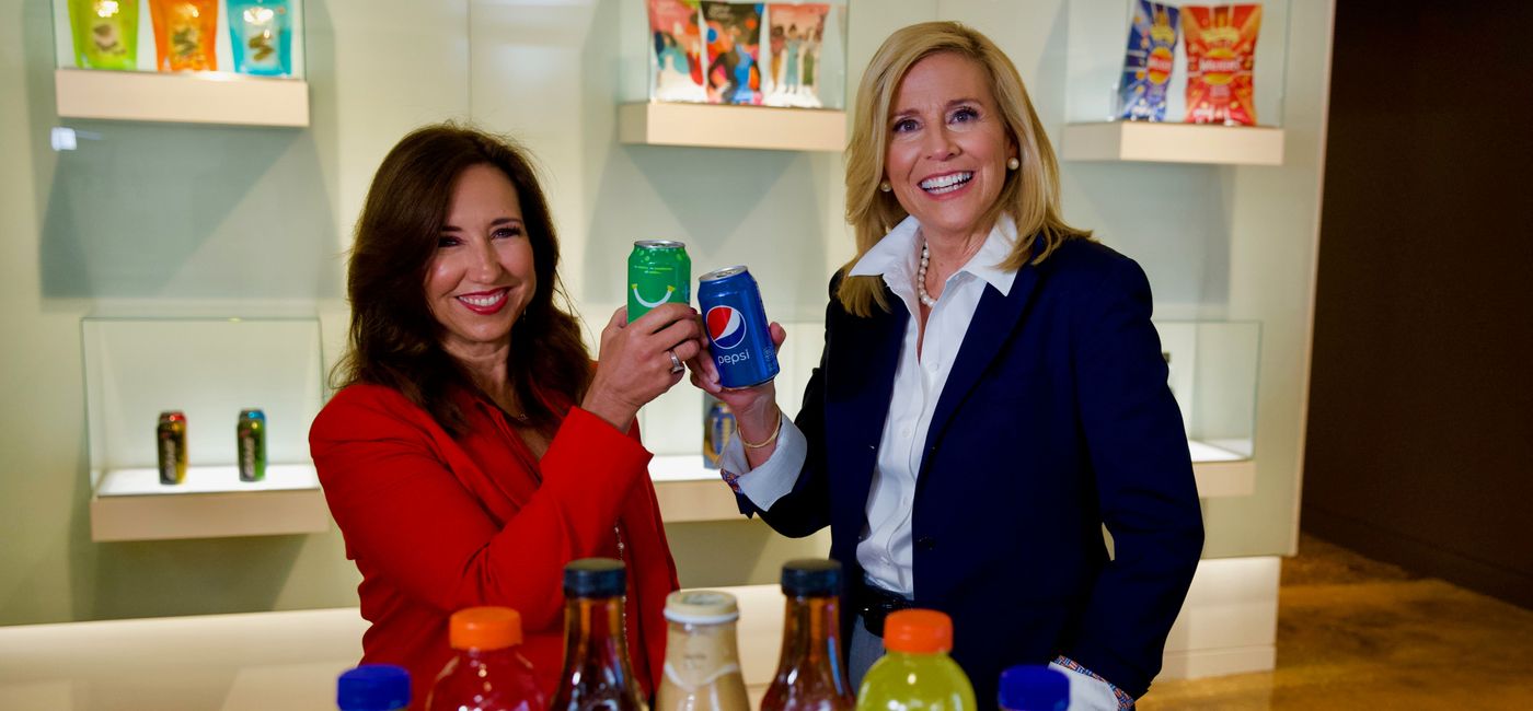 Image: PHOTO: President of Carnival Cruise Line Christine Duffy (L) and President of PepsiCo Global Foodservice Anne Fink (R).(photo via Carnival Cruise Line)
