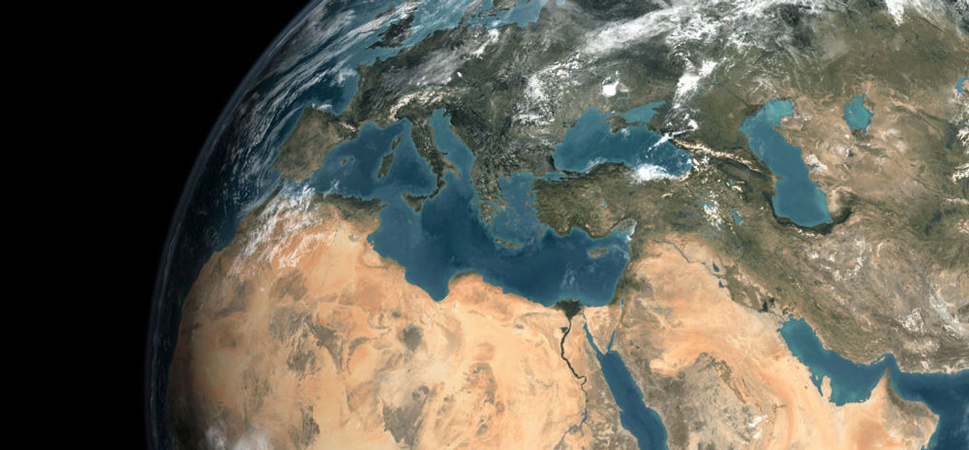 Image: PHOTO: Global view of earth over Europe, Middle East, and northern Africa. (photo courtesy of Thinkstock)