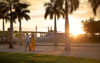 Couple enjoying a sunset in Fort Myers islands, beaches and neighborhoods.