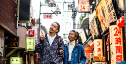 Couple vacationing in Tokyo, Japan
