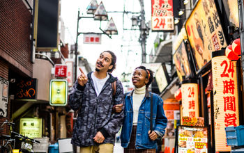 Couple vacationing in Tokyo, Japan