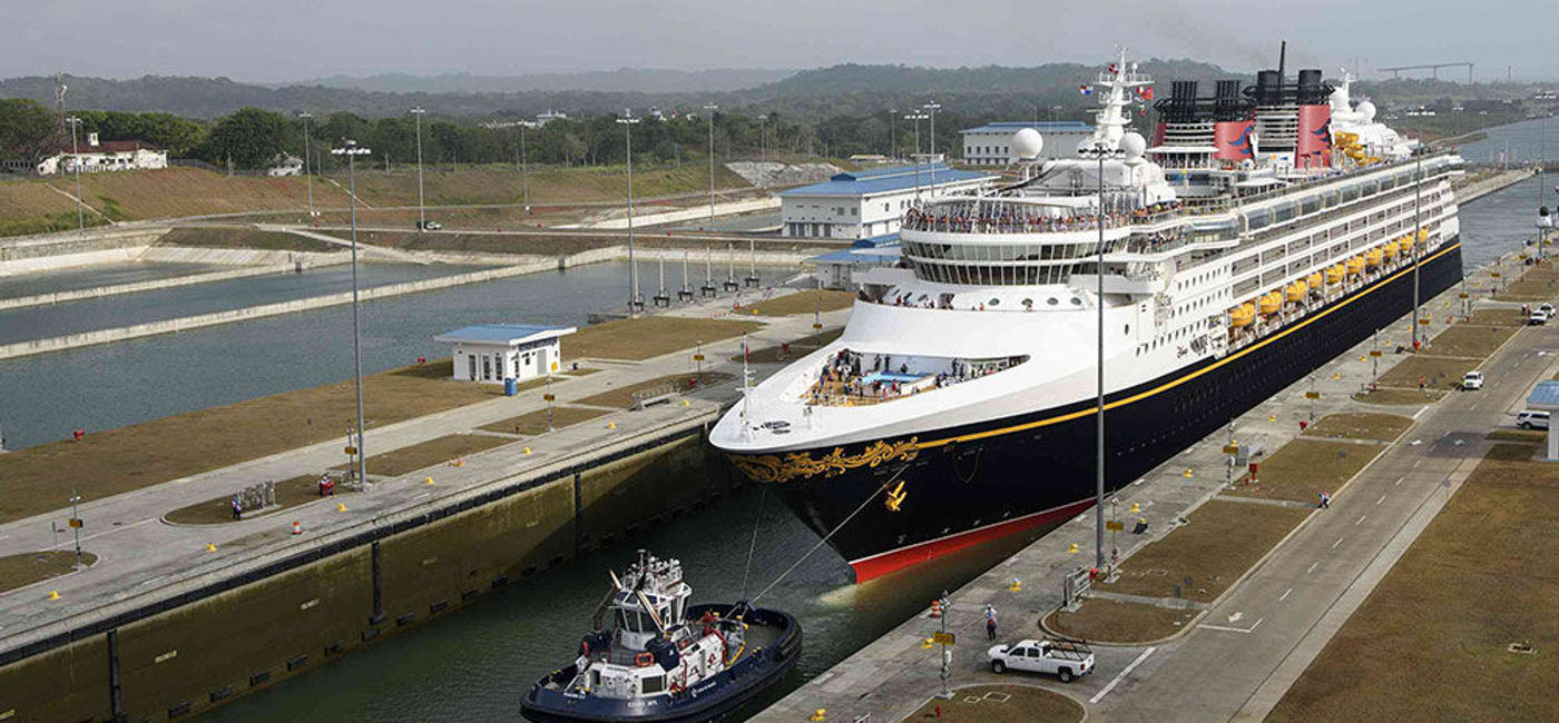 Image: PHOTO: Disney Cruise Line's Disney Wonder transiting new Panama Canal locks. (photo courtesy of Disney Cruise Line)