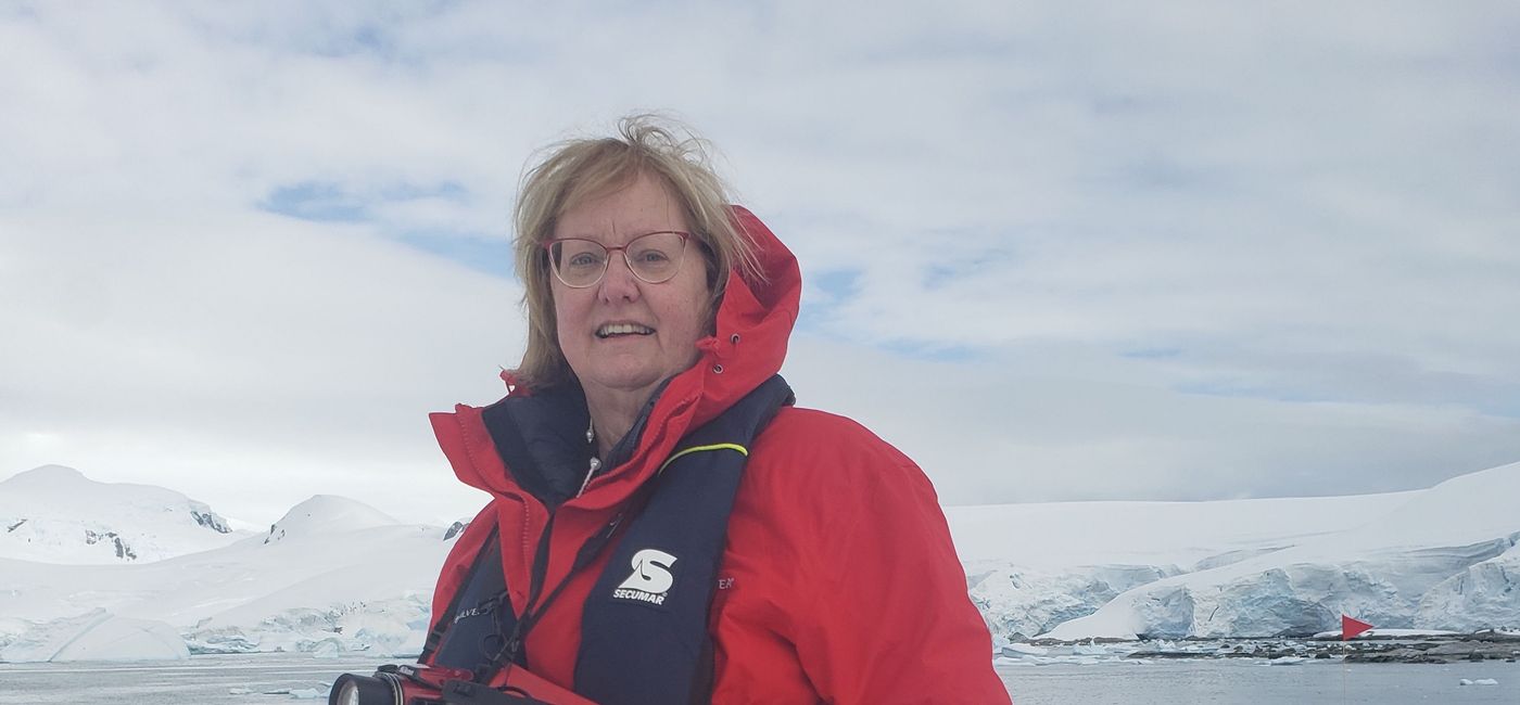 Image: Claire Schoeder in Antarctica during a Silversea Cruises’ expedition cruise aboard Silver Wind. (Source: Claire Schoeder)