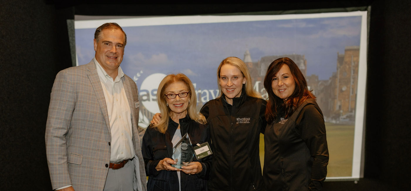 Image: Gloria Bohan poses with the Icon Award at a recent ASTA event.  (Photo Credit: ASTA)