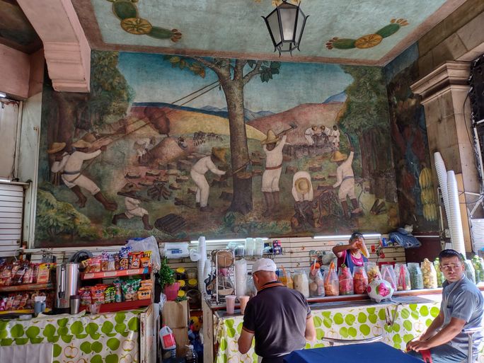 Mural: Historic murals, Mercado Abelardo Rodriguez. Mural: Historic murals, Mercado Abelardo Rodriguez.