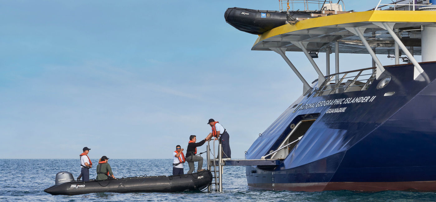 Image: The swim platform and Zodiac boarding station on the National Geographic Islander II. (photo via Marco Ricca) ((photo via Marco Ricca))