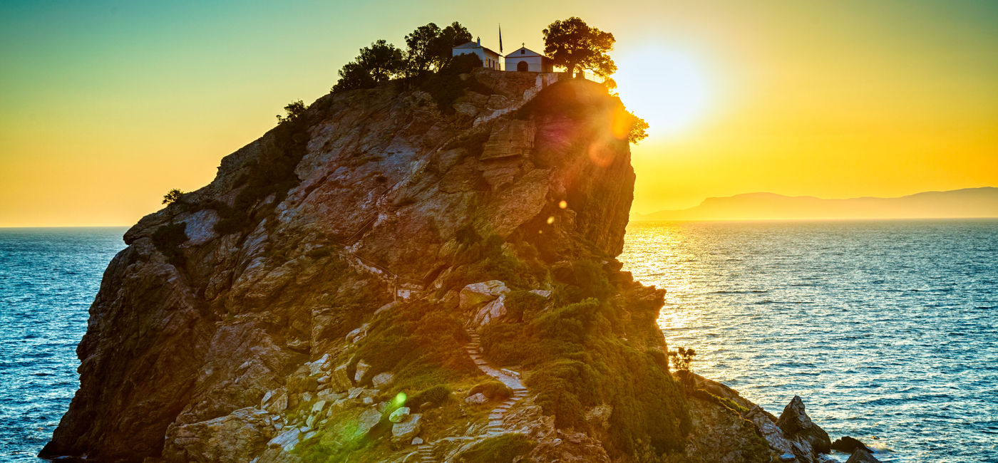 Image: The church of Agios Ioannis Kastri on Skopelos, Greece.  (Photo Credit: mbbirdy / E+)