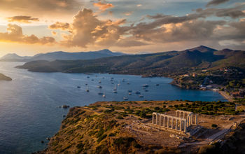 Temple of Poseidon at Cape Sounion. Attica, Greece