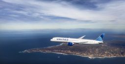 United airplane in flight.