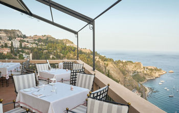 Terrace, Restaurant, Dining, San Domenico Palace, Taormina, A Four Seasons Resort, Sicily, Italy, The White Lotus