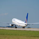 United Airlines plane taking off.